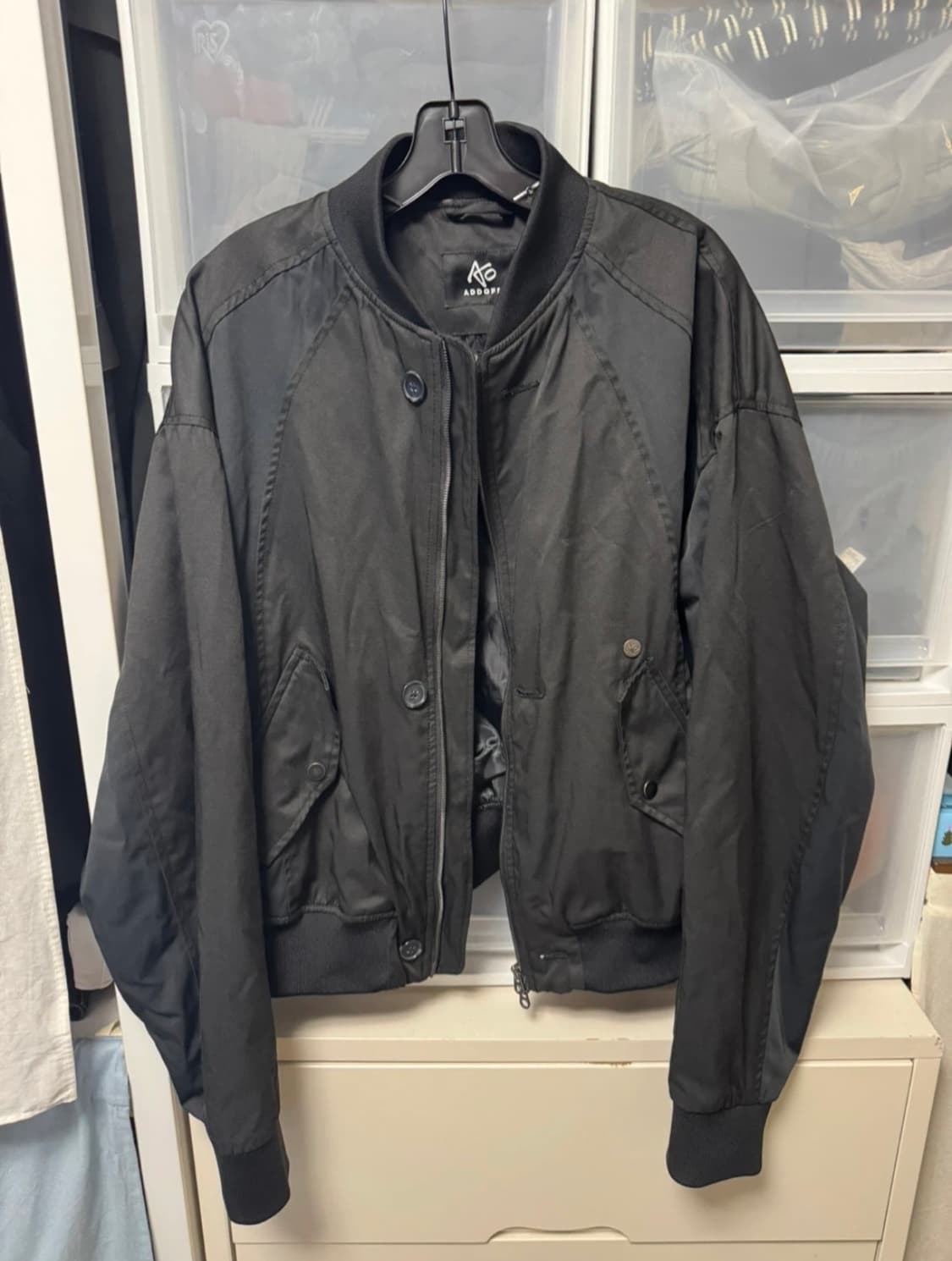 애드오프 ADDOFF 트윈 패널 봄버 MA1 자켓 블랙 L사이즈 상품이미지1