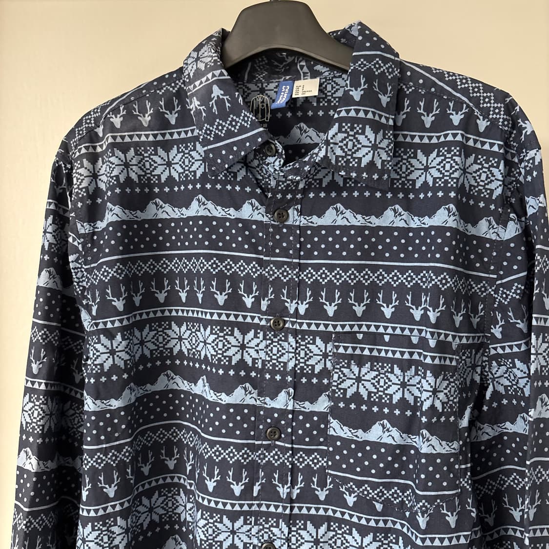 H&M blue nordic pattern shirts S 상품이미지2