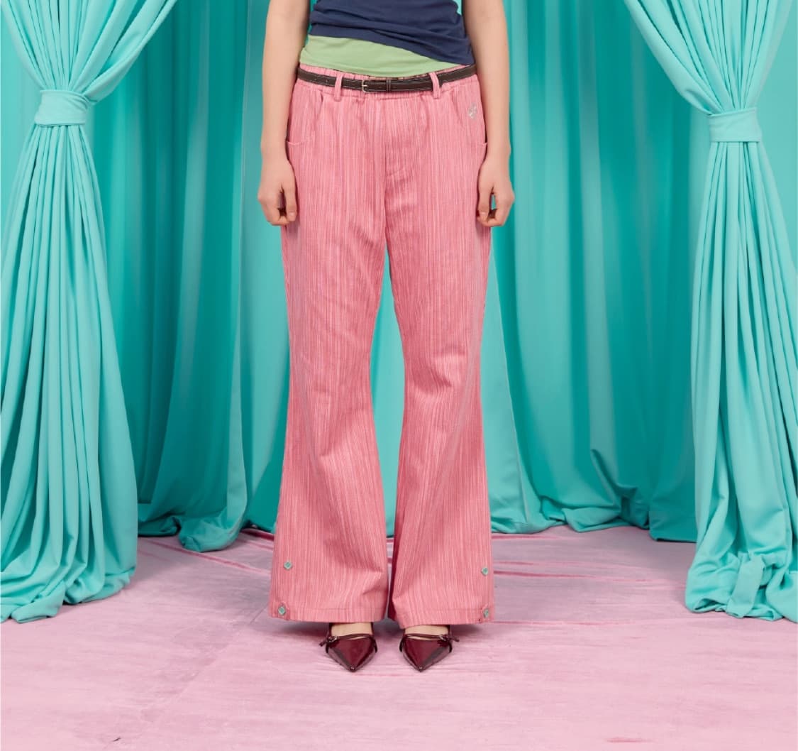 헤레틱 button stripe bending pants pink 상품이미지1