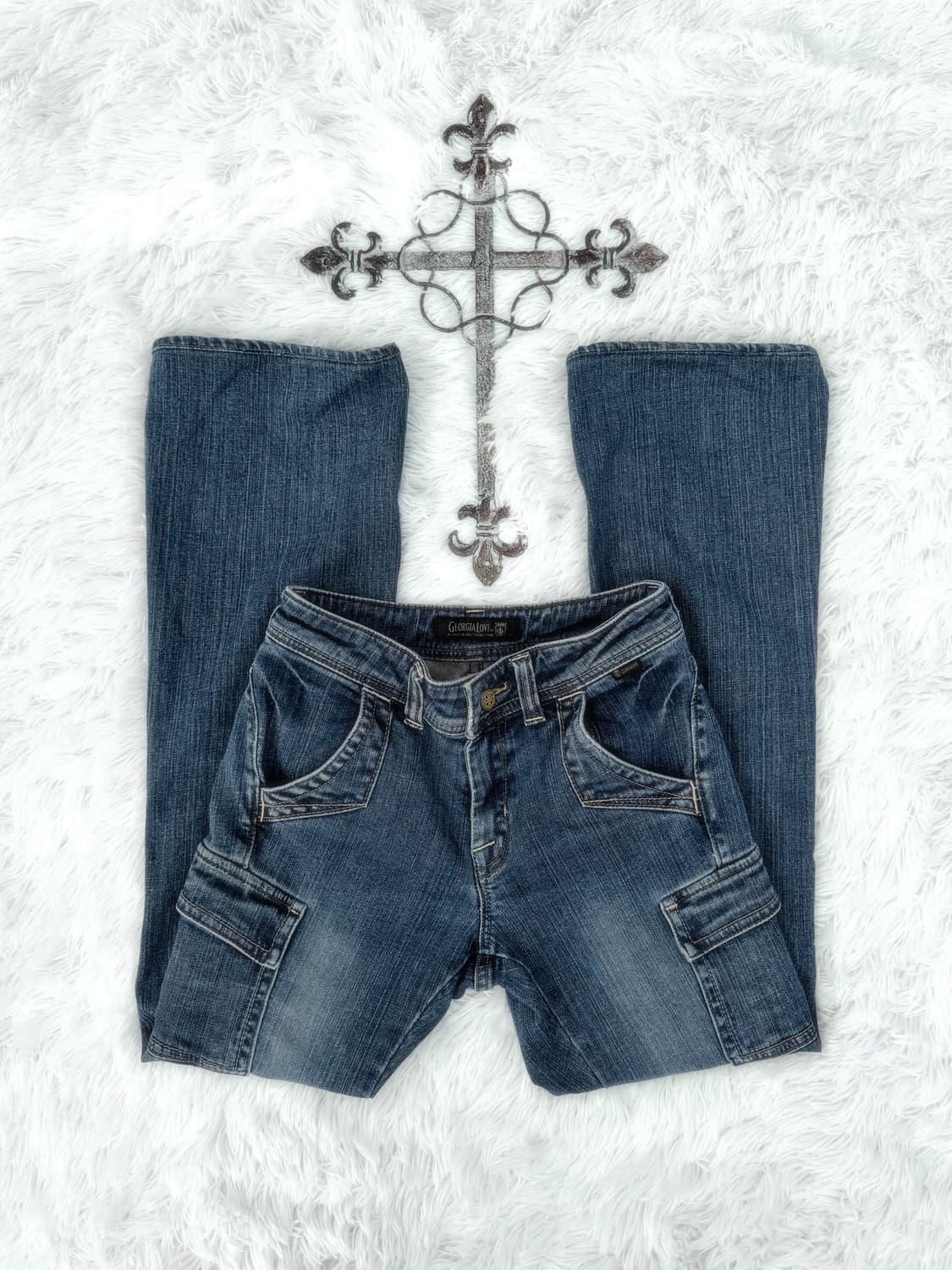 y2k 카고 포켓 플레어 데님 상품이미지1