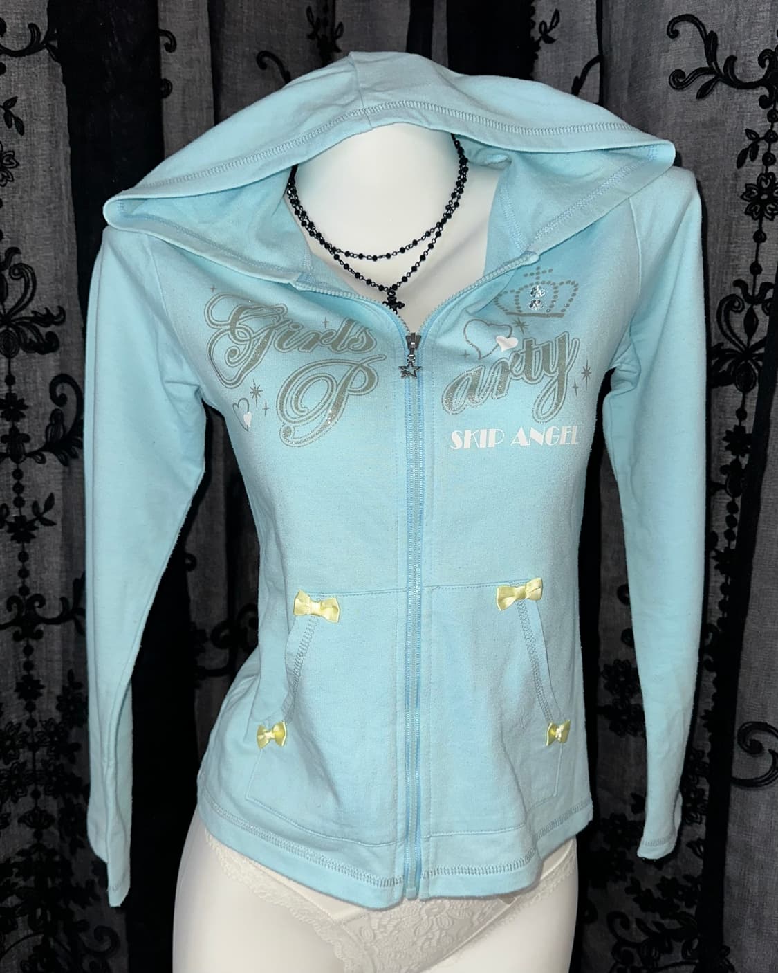 Baby blue lovely hooded zip-up 상품이미지2