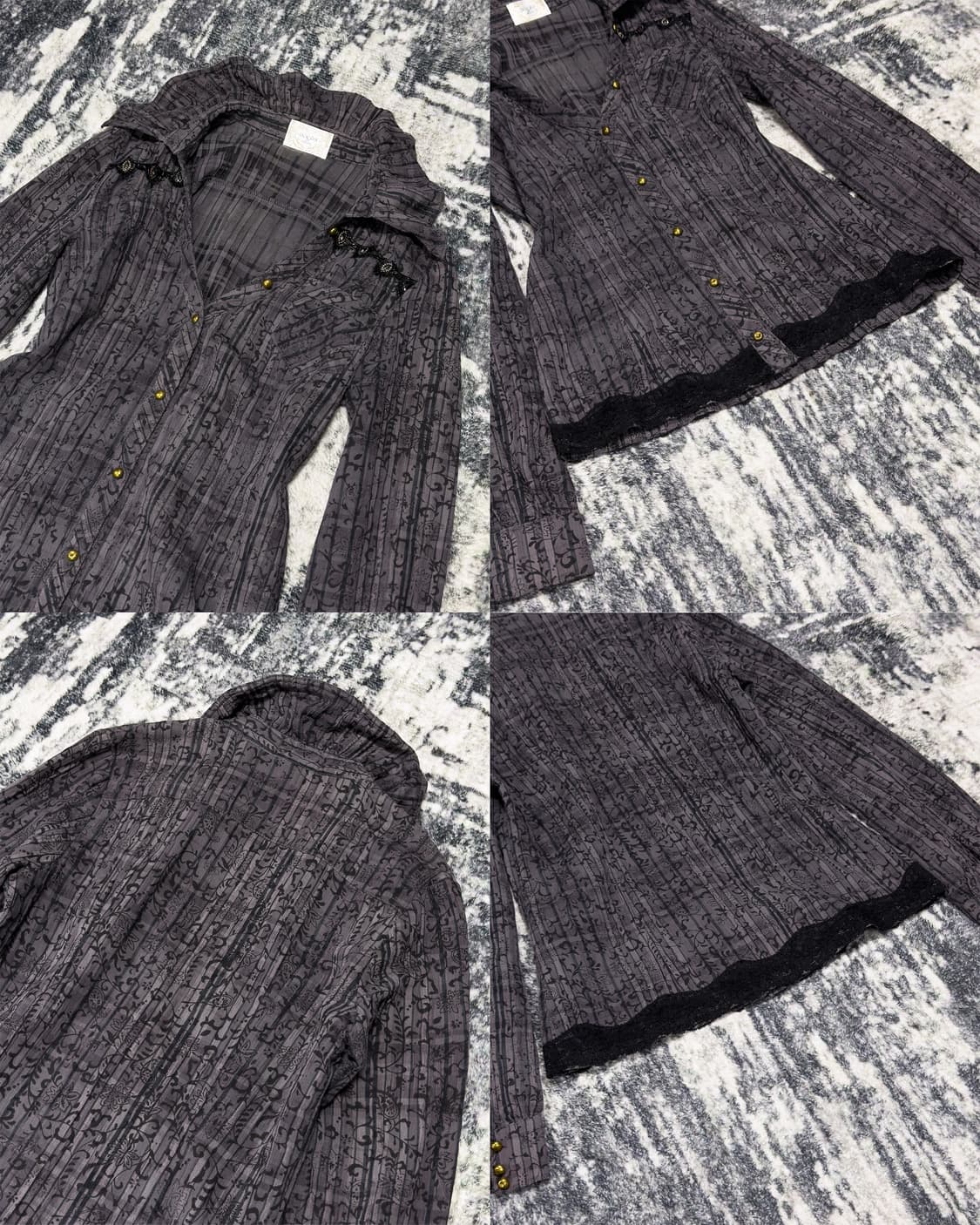 {UNKNOWN} Gothic Pattern Lace Hem Shirt  상품이미지6