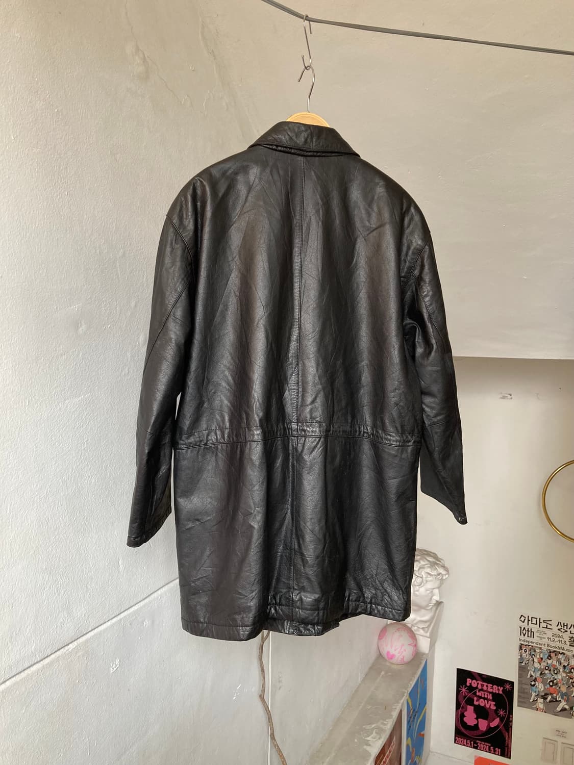 지퍼•단추 2중 잠금 소가죽 하트코트 상품이미지5