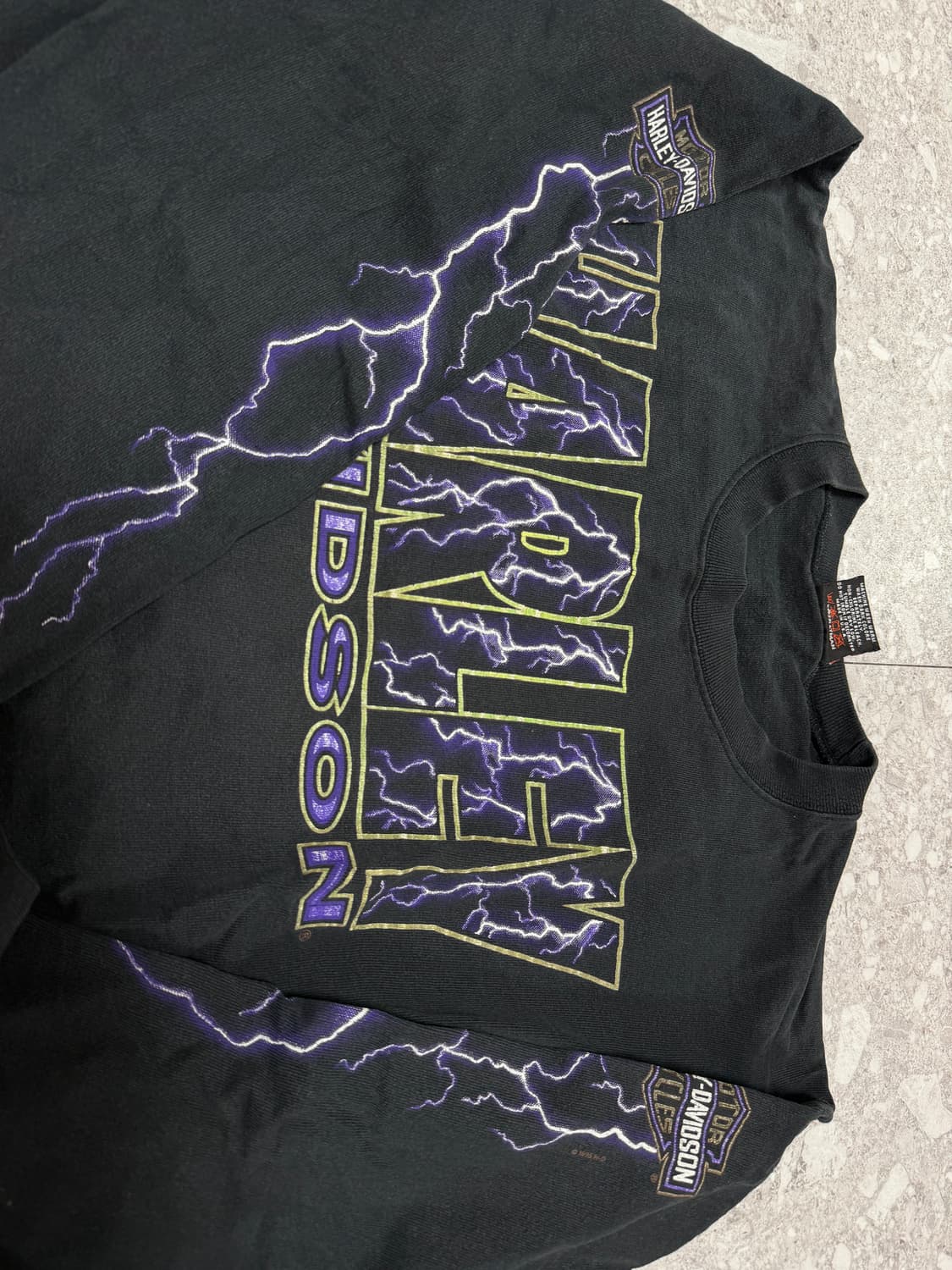 [L] 빈티지 90s 할리데이비슨 라이트닝 롱슬리브 블랙 상품이미지4