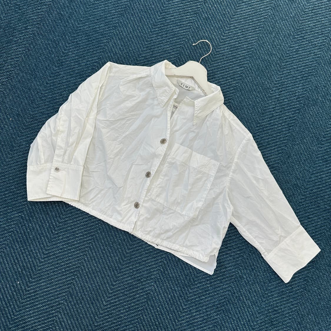 [여성F] 타임 오픈 카라 반팔 셔츠 상품이미지1