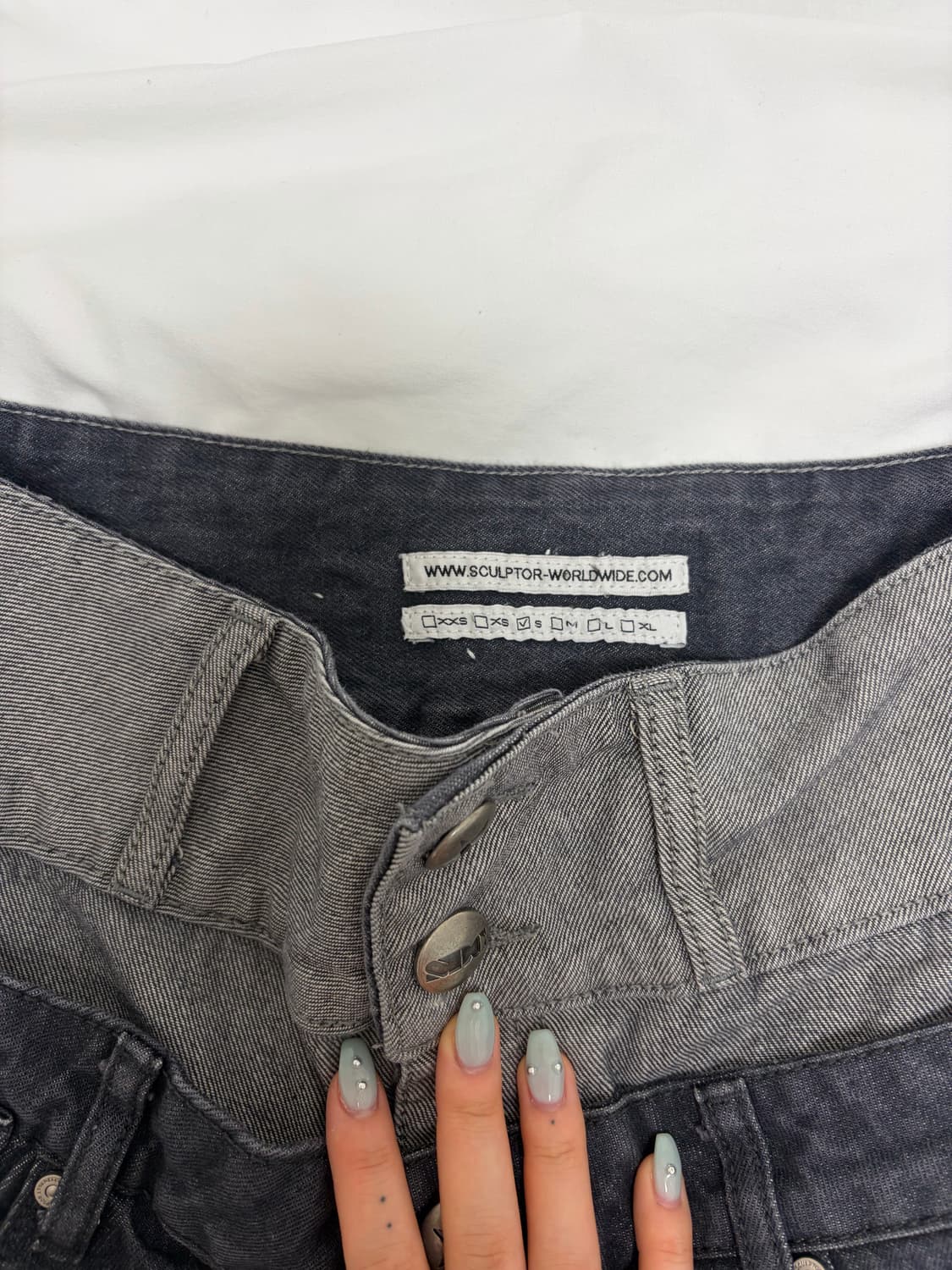 Beaded Layered Denim Pants Nonfade Gray 상품이미지7