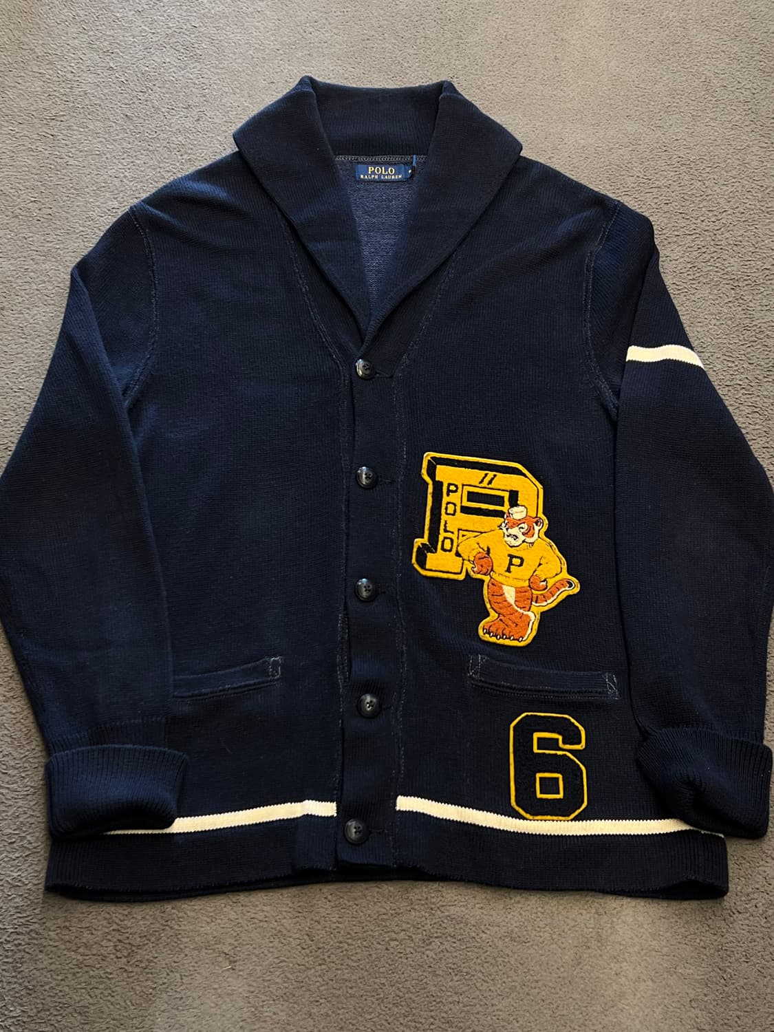 폴로 랄프로렌 타이거패치 울 숄카라 가디건 처분  상품이미지1