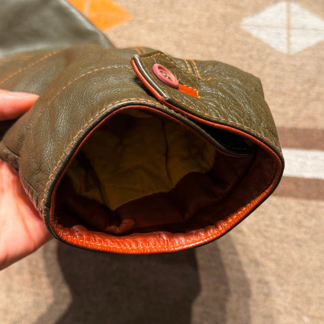 90s 이태리 파이어맨 카우레더 숏 자켓 L 소가죽 상품이미지10