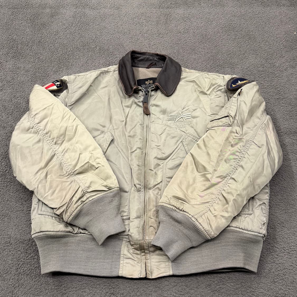 [정품/L] 알파인더스트리 가죽카라 항공점퍼 c1 상품이미지2