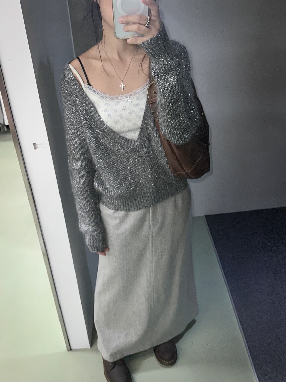 silver glitter deep v knit 상품이미지5