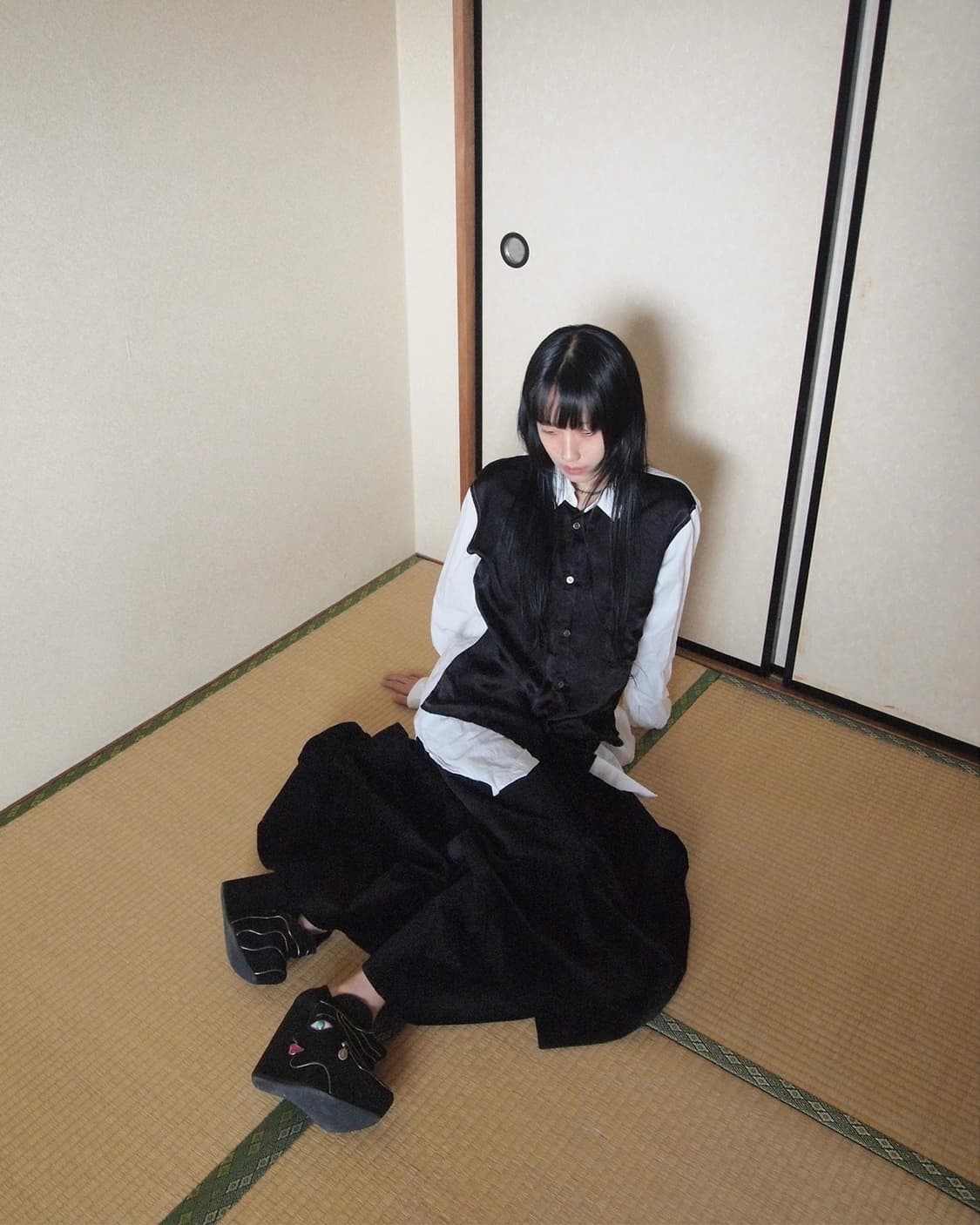 꼼데가르송 블랙 새틴패널 셔츠 상품이미지2