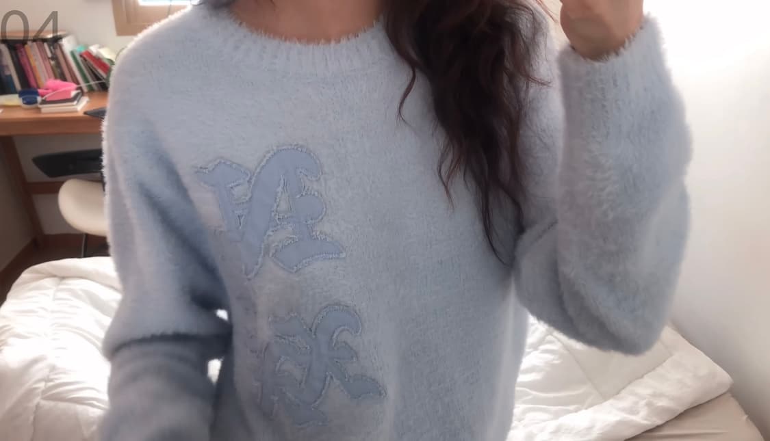 HAIRY APPLIQUE KNIT BLUE 상품이미지4