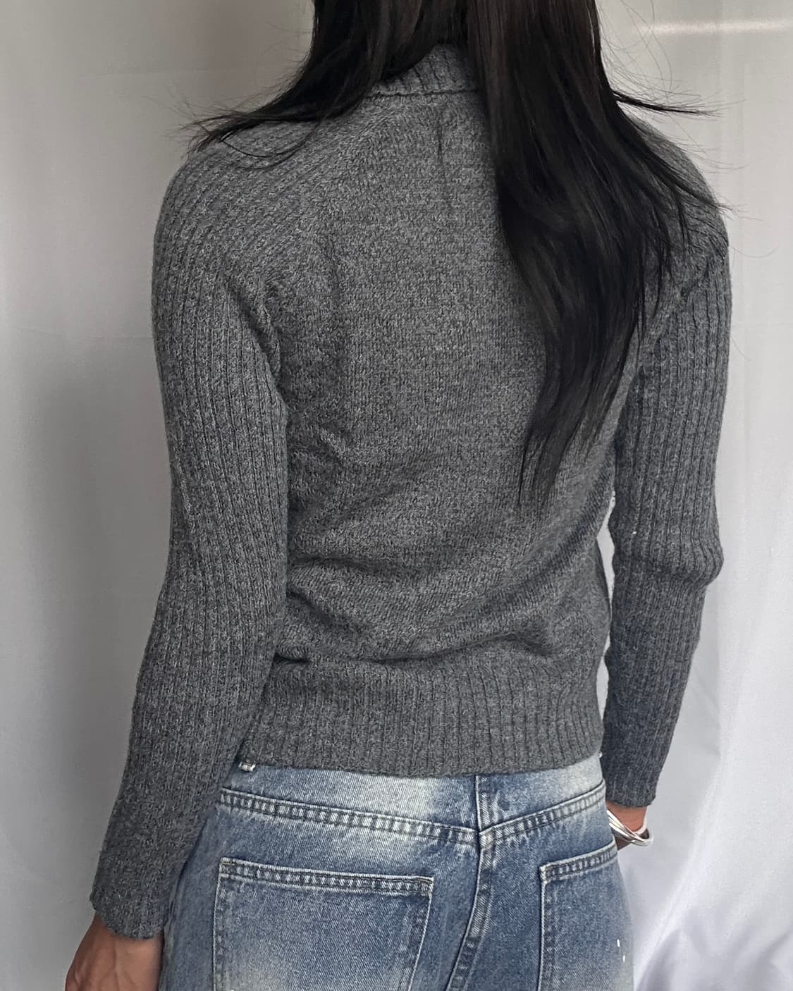 빈티지 그레이 모헤어 가디건 상품이미지4
