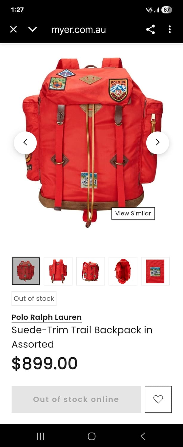 폴로 스웨이드 트림 백팩 레드 상품이미지10