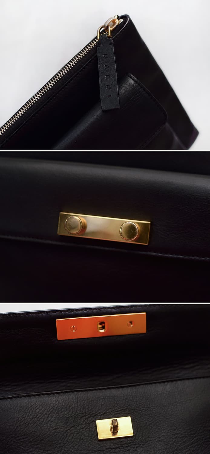 마르니 (MARNI) 금장 블랙 더블포켓 투인원 레더 클러치백 상품이미지9