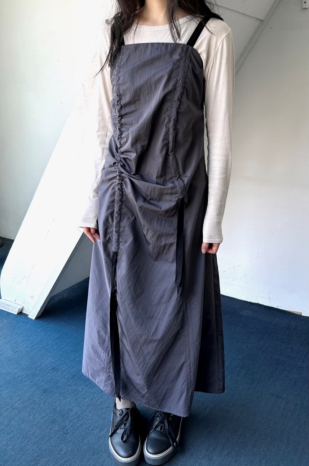 Washed poly nylon shirred design dress 상품이미지7
