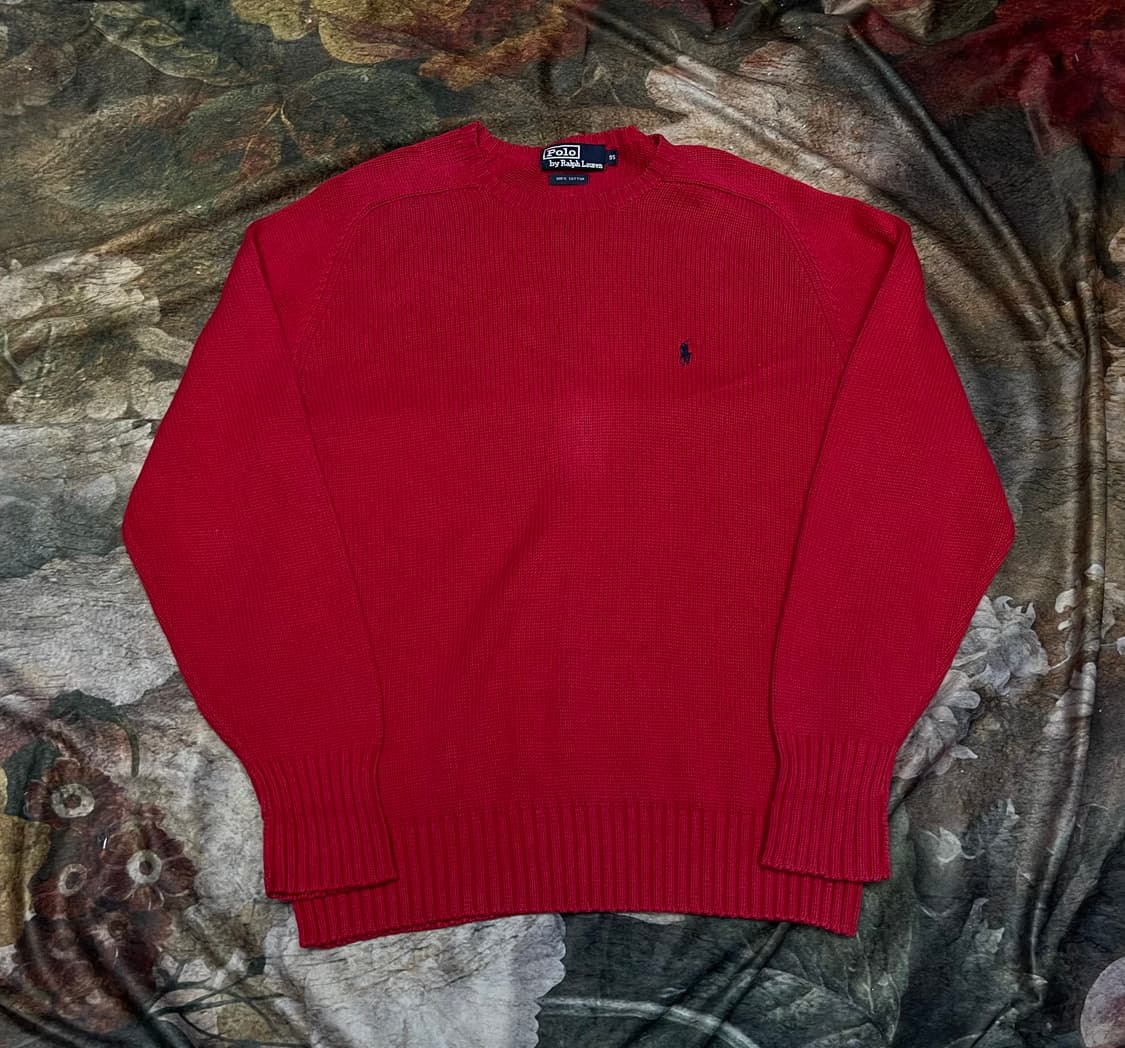 폴로 랄프로렌 빈티지 스몰 포니로고 레드울니트 95 상품이미지1