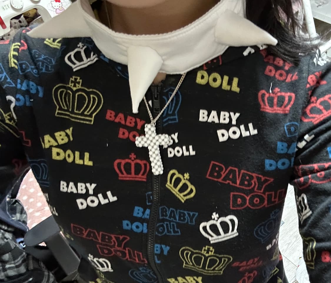 핸드메이드 패브릭 초커 화이트 상품이미지1