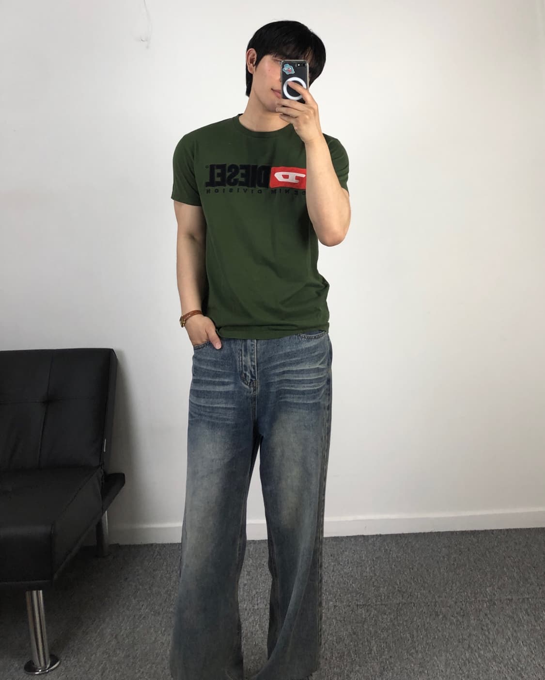 디젤 정품 반팔 카키 상품이미지1