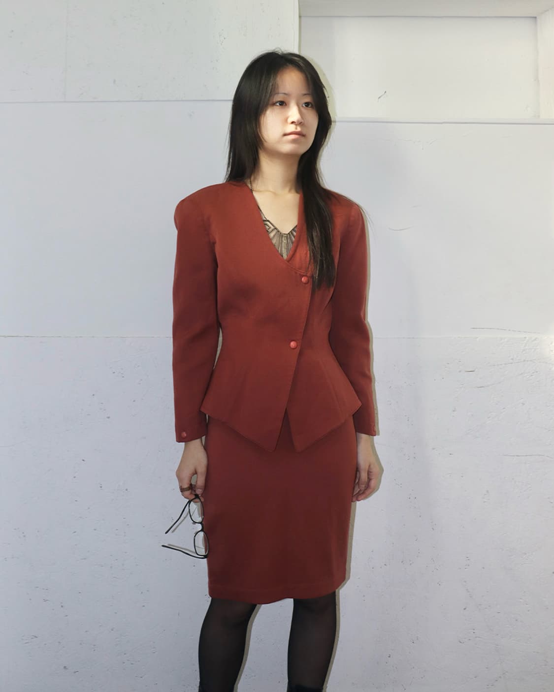 티에리 뮈글러 80s 패디드 숄더 블레이져 & 스커트 셋업 상품이미지1