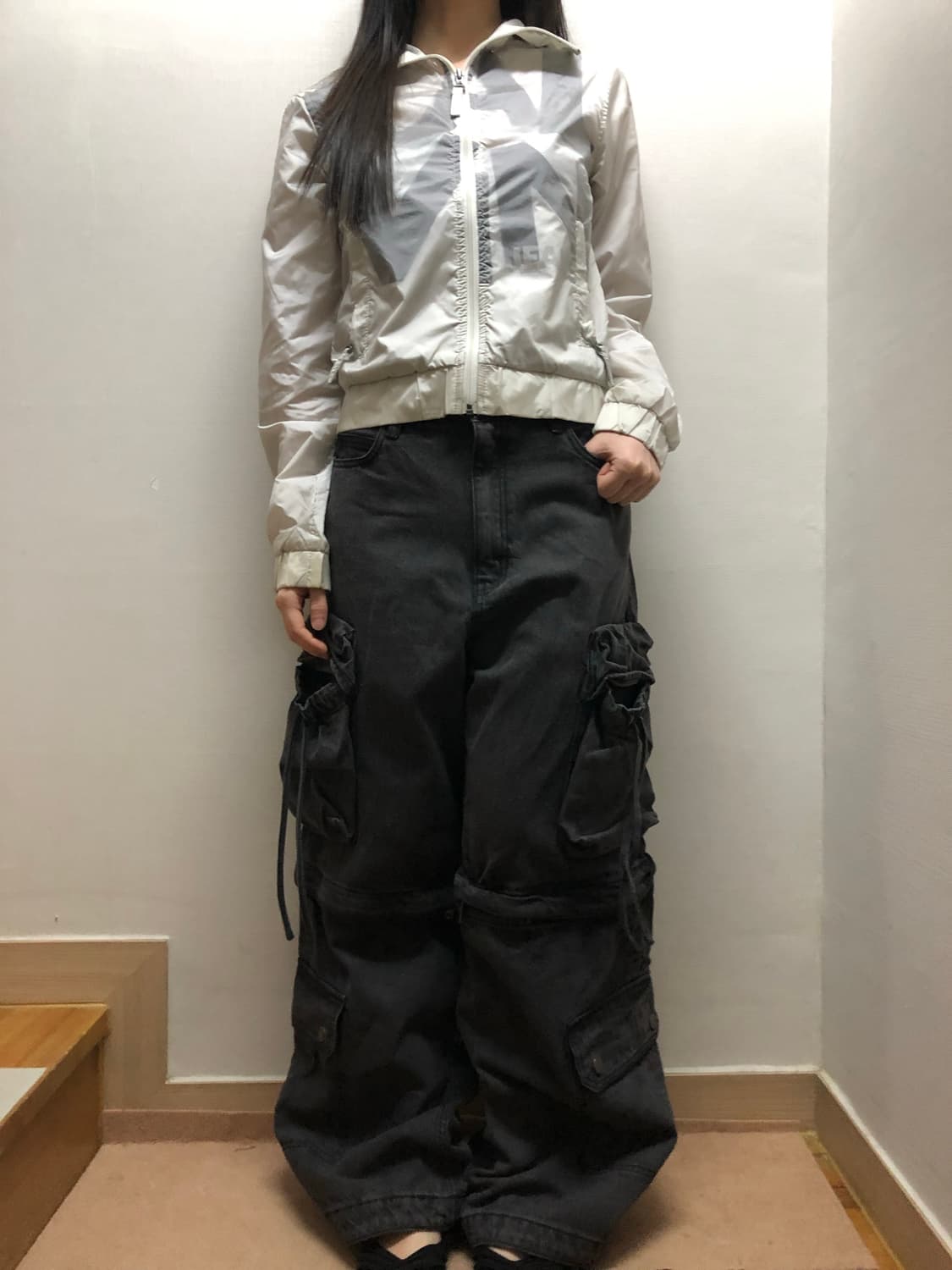 빈티지 블랙 데님 카고 팬츠 상품이미지5