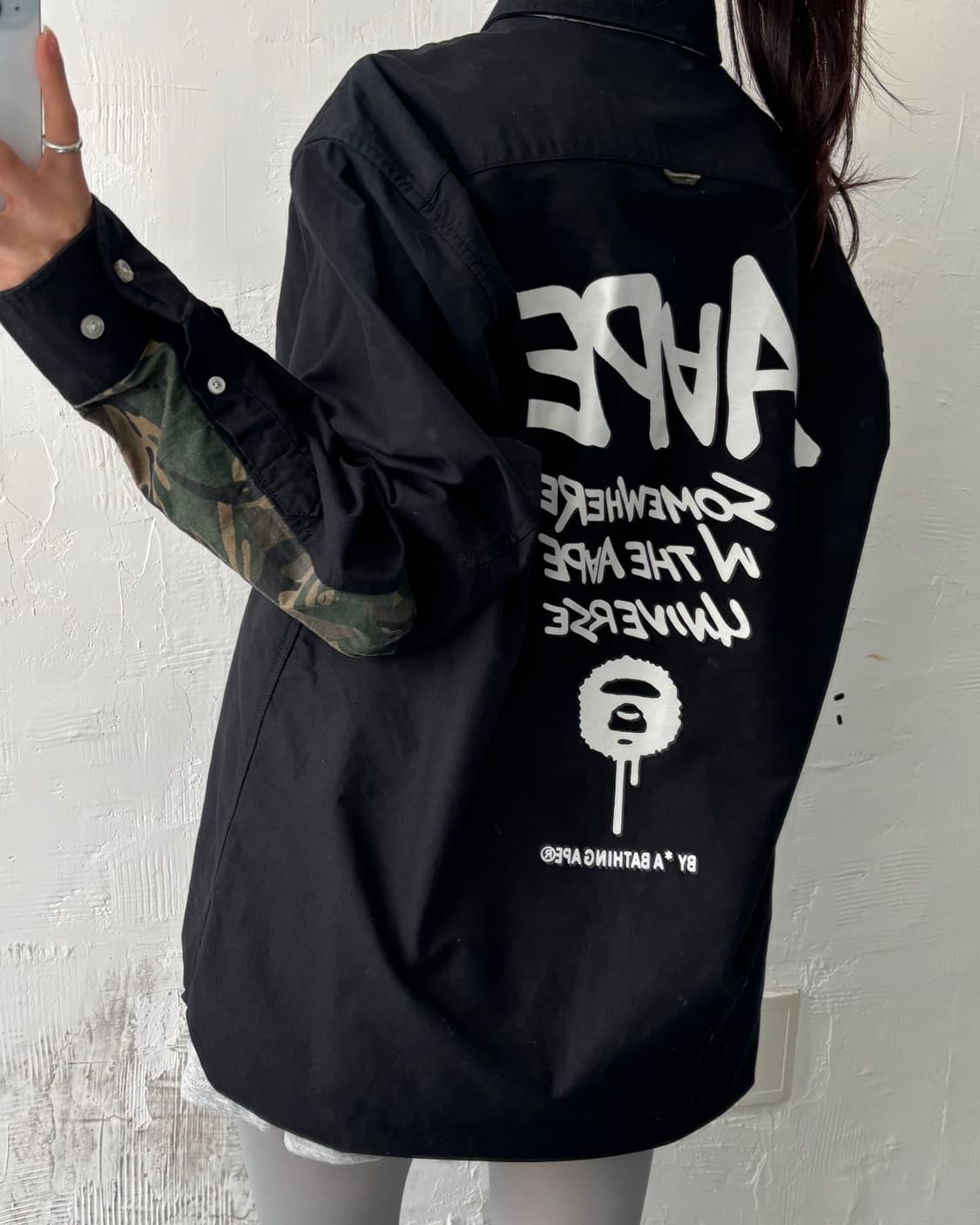 Aape 에이프 카모포켓 블랙컬러 셔츠 상품이미지2