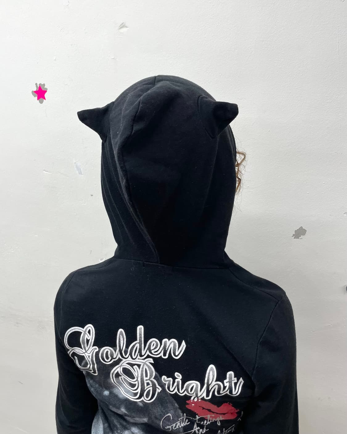 Cat Lips Girl Black Hood Zip-Up 상품이미지6