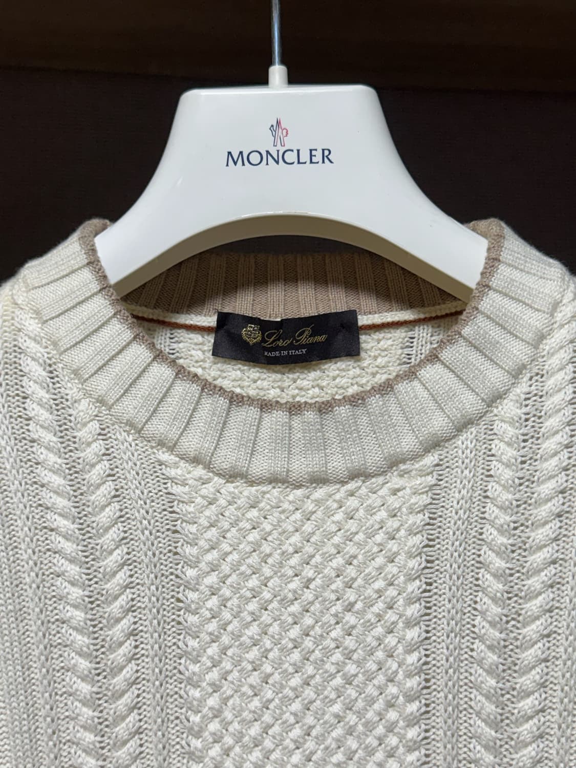 로로피아나 코튼 캐시미어 케이블 니트 화이트 48 상품이미지4