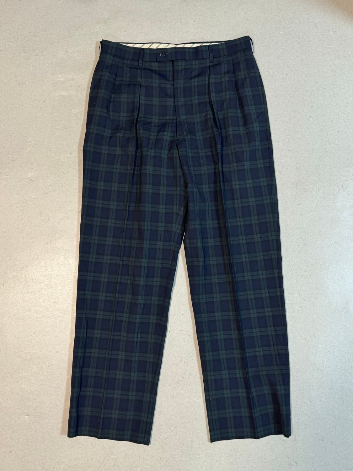 St.j.s.c 일본빈티지 영국스타일 타탄체크 와이드 슬랙스 면 팬츠 상품이미지1