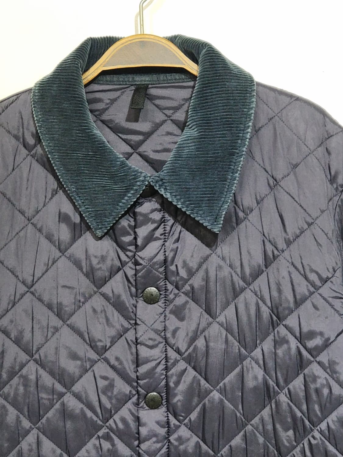 (XL) 바버 퀼팅자켓 네이비 누빔점퍼 코듀로이 카라넥  상품이미지2