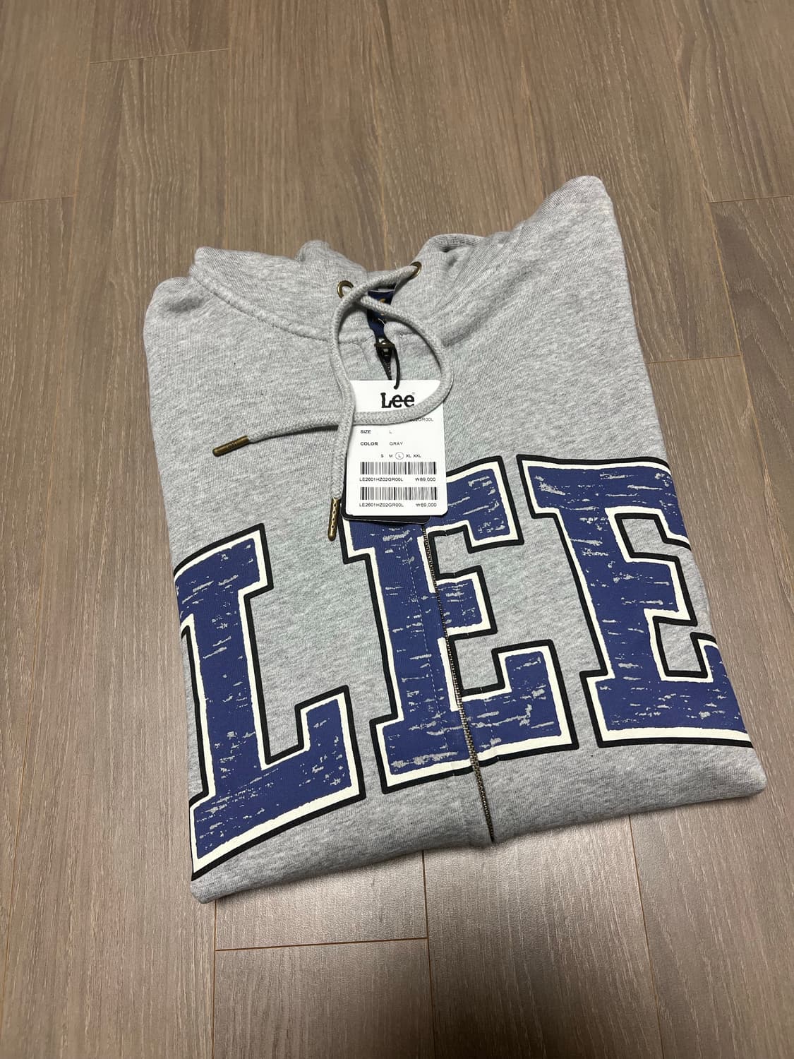 [새상품] Lee 컬리지 로고 후드 집업 그레이 L사이즈 상품이미지3