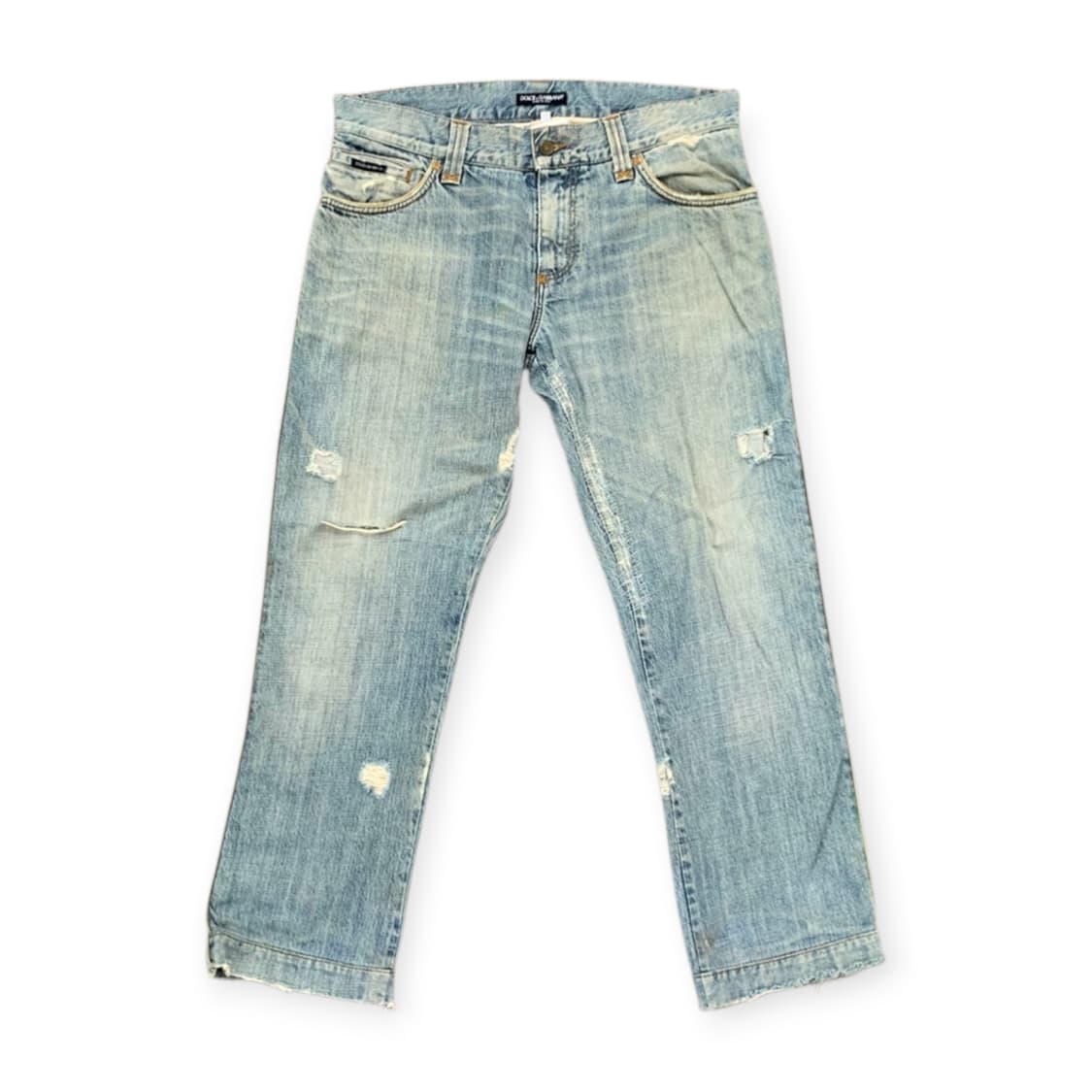 50)돌체앤가바나 은장로고 데미지 워싱 연청 청바지 데님팬츠 상품이미지1