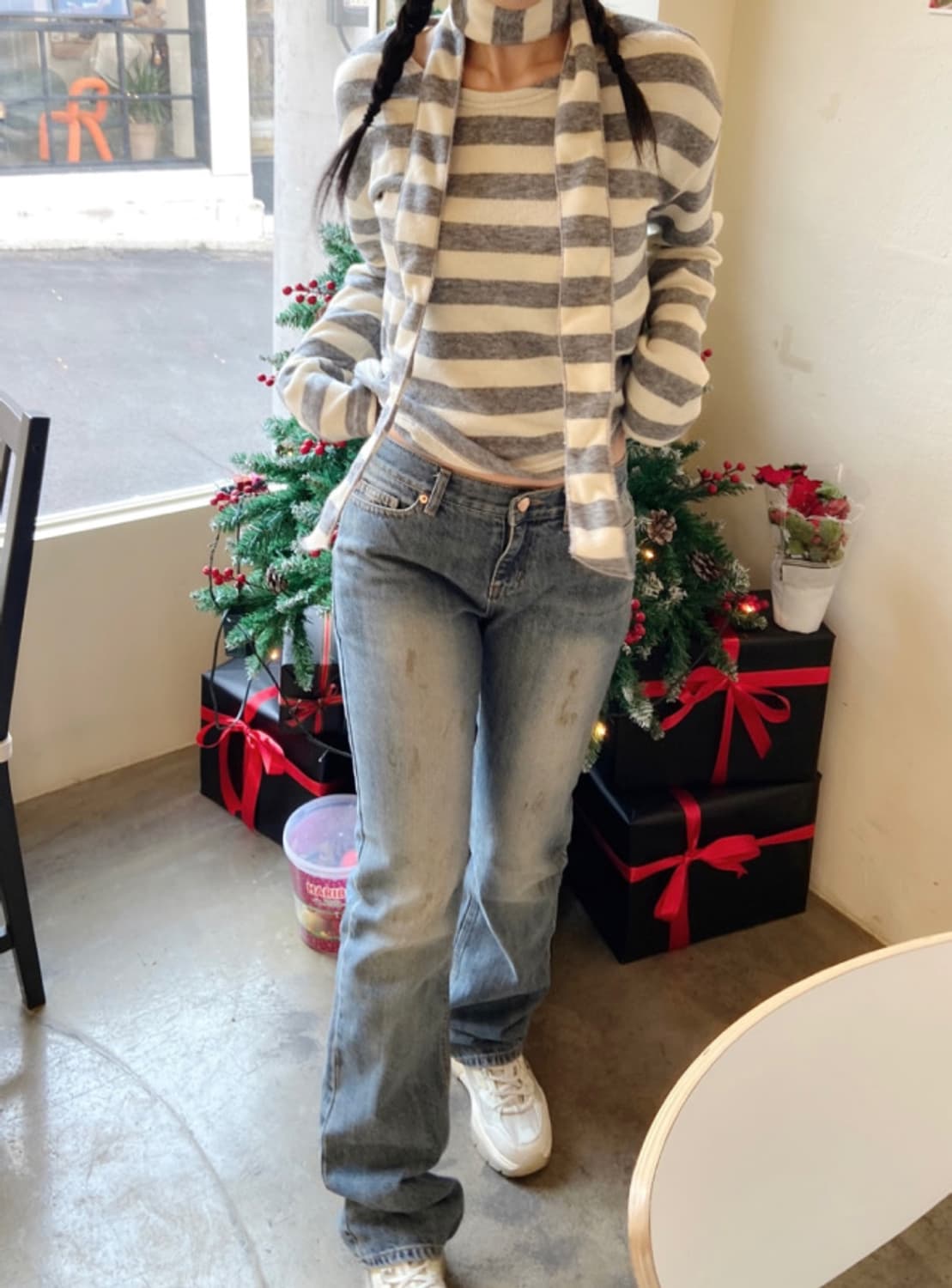 새상품 / OOTJ 더티 빈티지 로우라이즈 부츠컷 데님 팬츠 상품이미지4