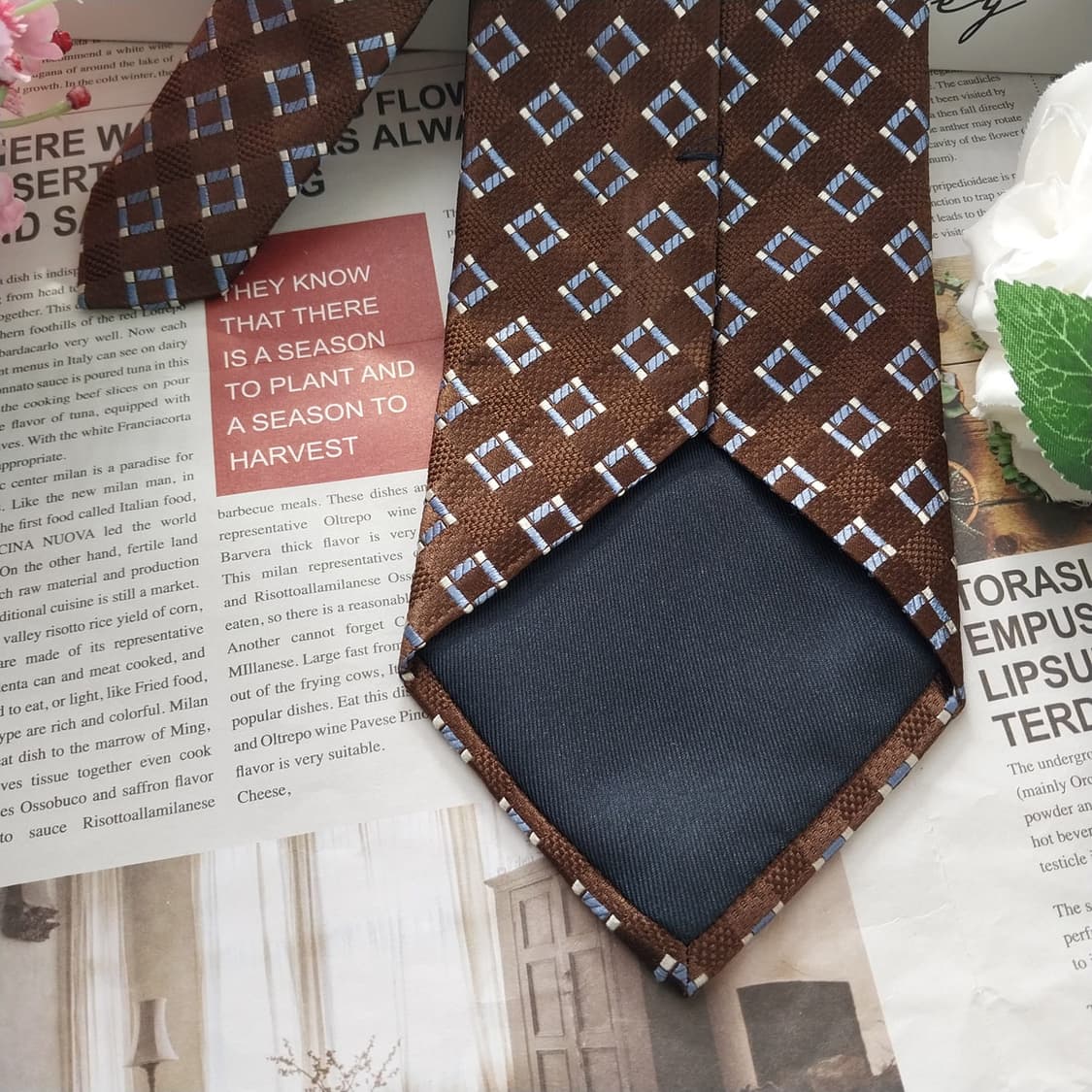 알테아 실크 브라운 체크 자카드 넥타이 9.2cm A+등급 K1489
 상품이미지7