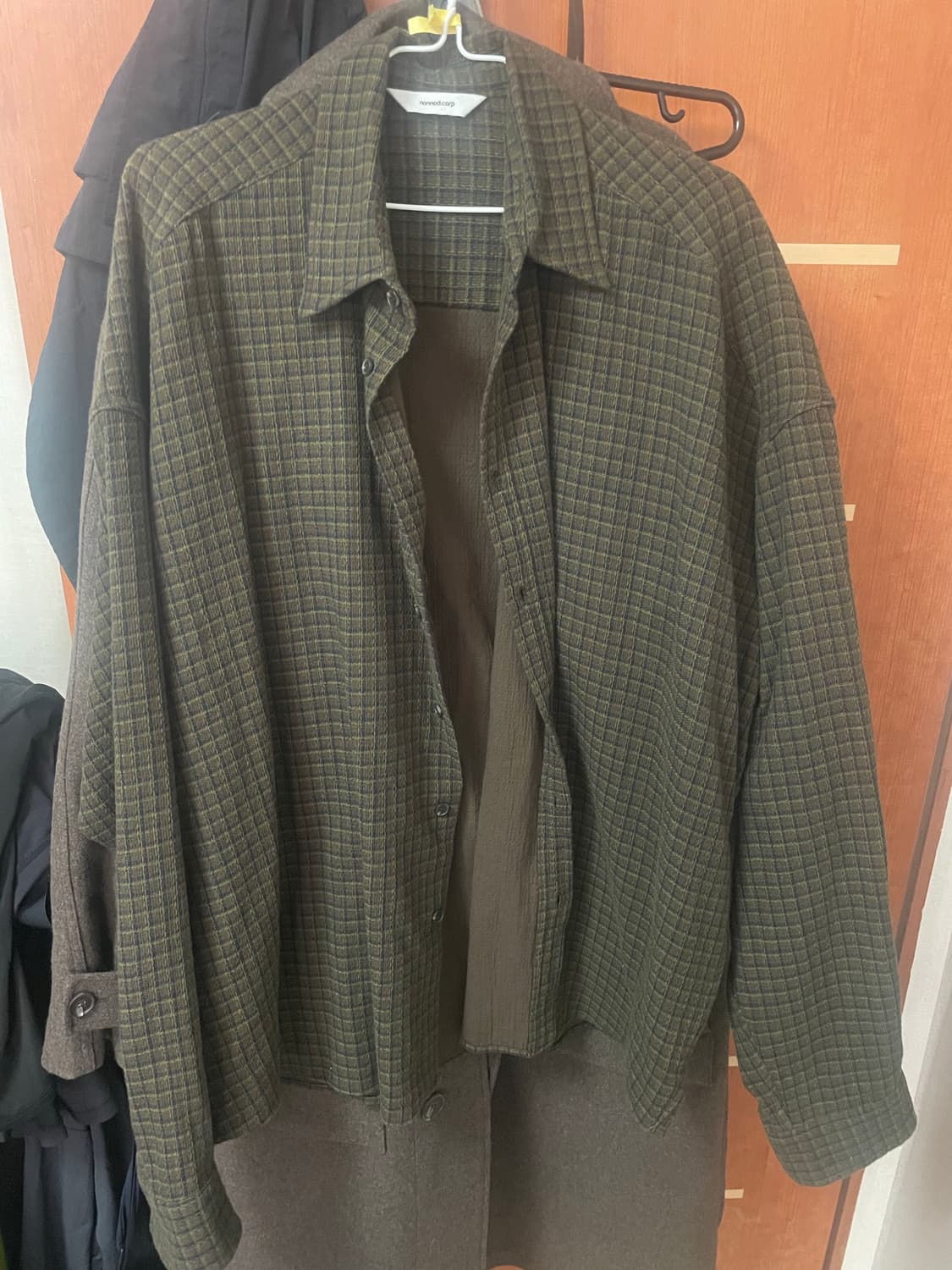 [2] 논노드 크롭 플렉시블 체크 셔츠 상품이미지1