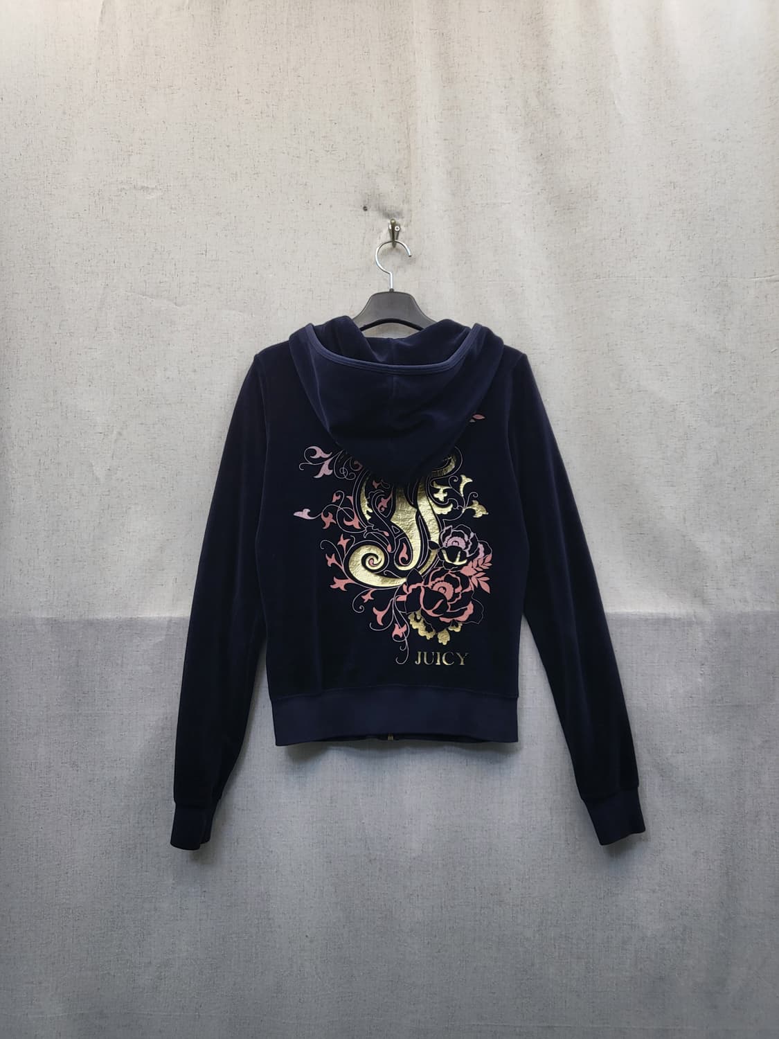 쥬시꾸뛰르 벨벳 후드집업 네이비 상품이미지2