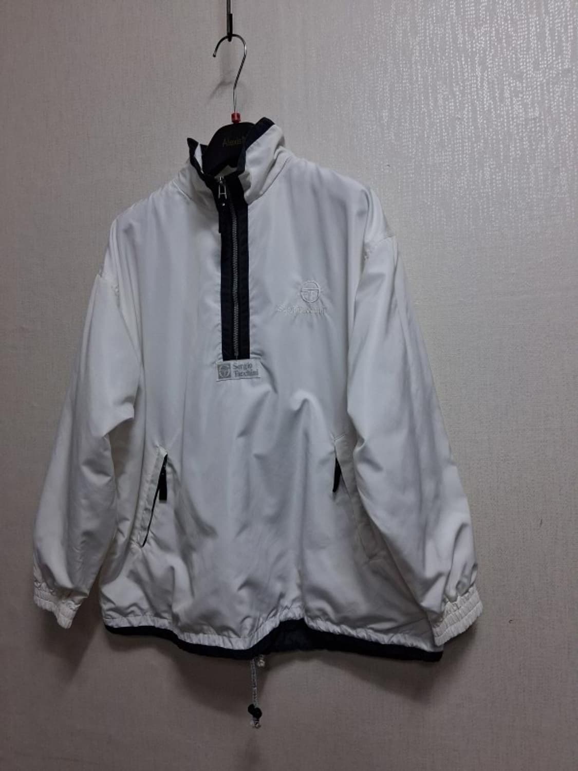 Sergio Tacchini 화이트 반집업 바람막이점퍼 반기모 춘추 루즈 상품이미지1