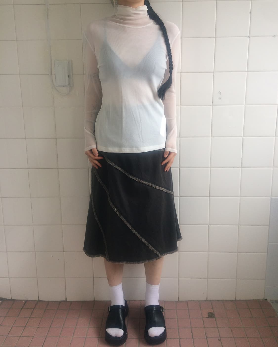 See though high neck top 상품이미지5