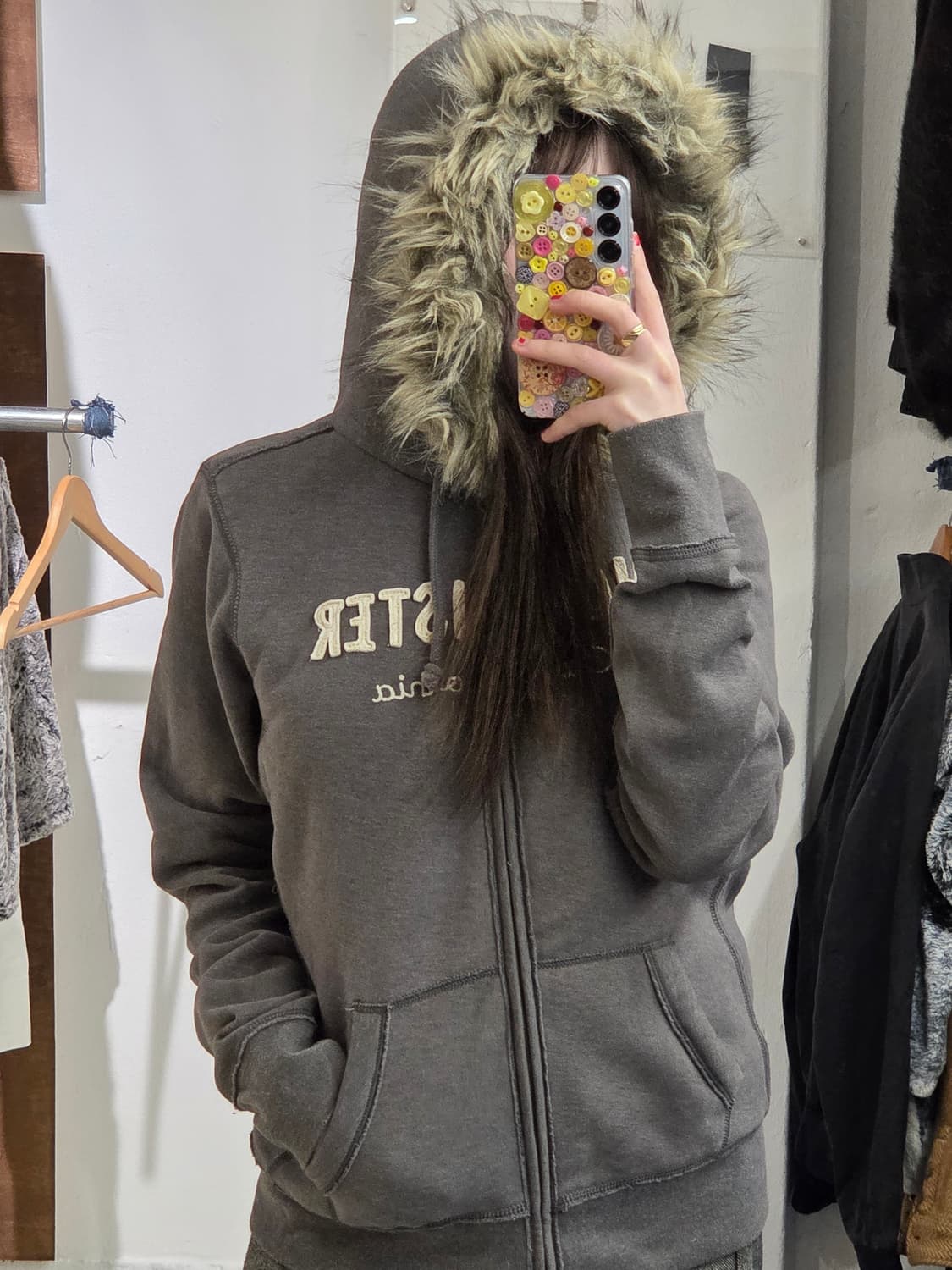 HS Y2K 홀리스터 털 후드 집업 상품이미지1