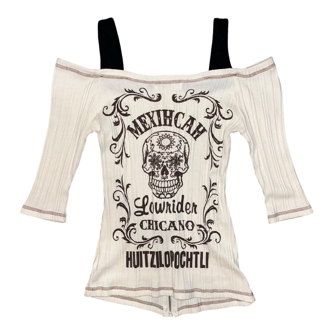 GARULA 갸루라 해골 프린팅 지퍼 오프숄더 7부티 갸루y2k 상품이미지1