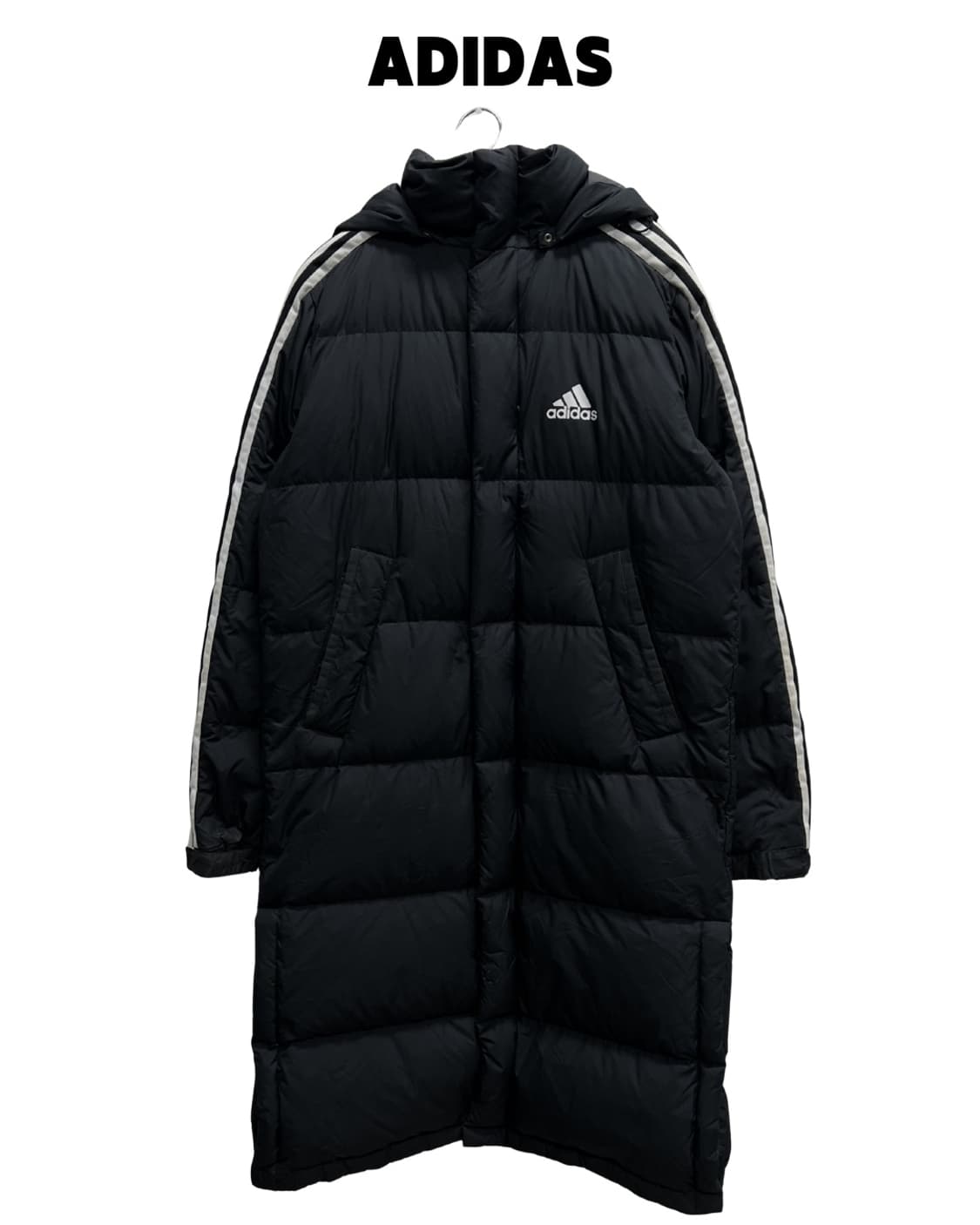 아디다스 덕다운 삼선 롱 패딩 자켓 블랙 상품이미지1