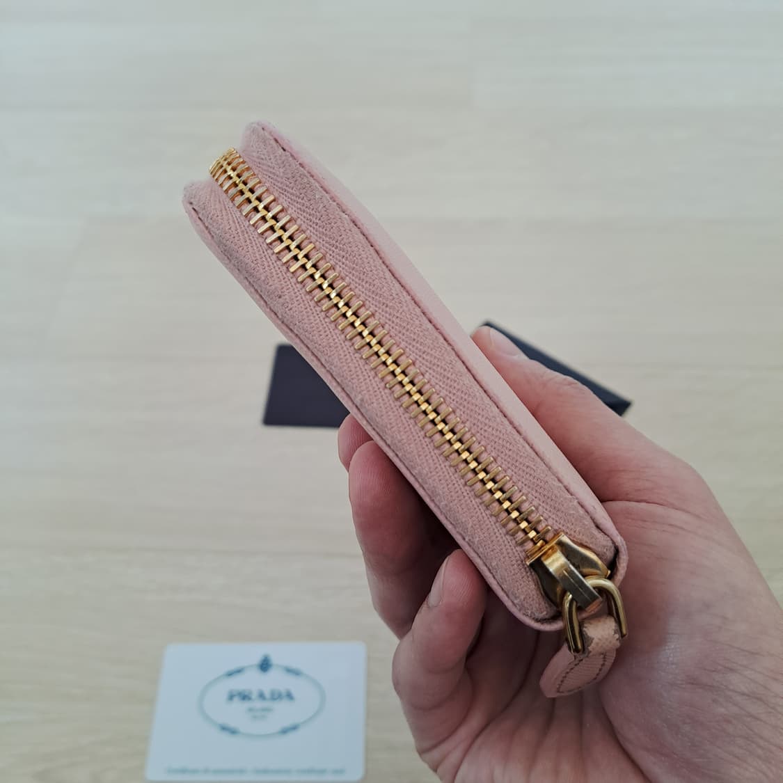 [100%/정품] 프라다 사피아노 핑크 지퍼 장지갑, 프라다지갑 상품이미지7