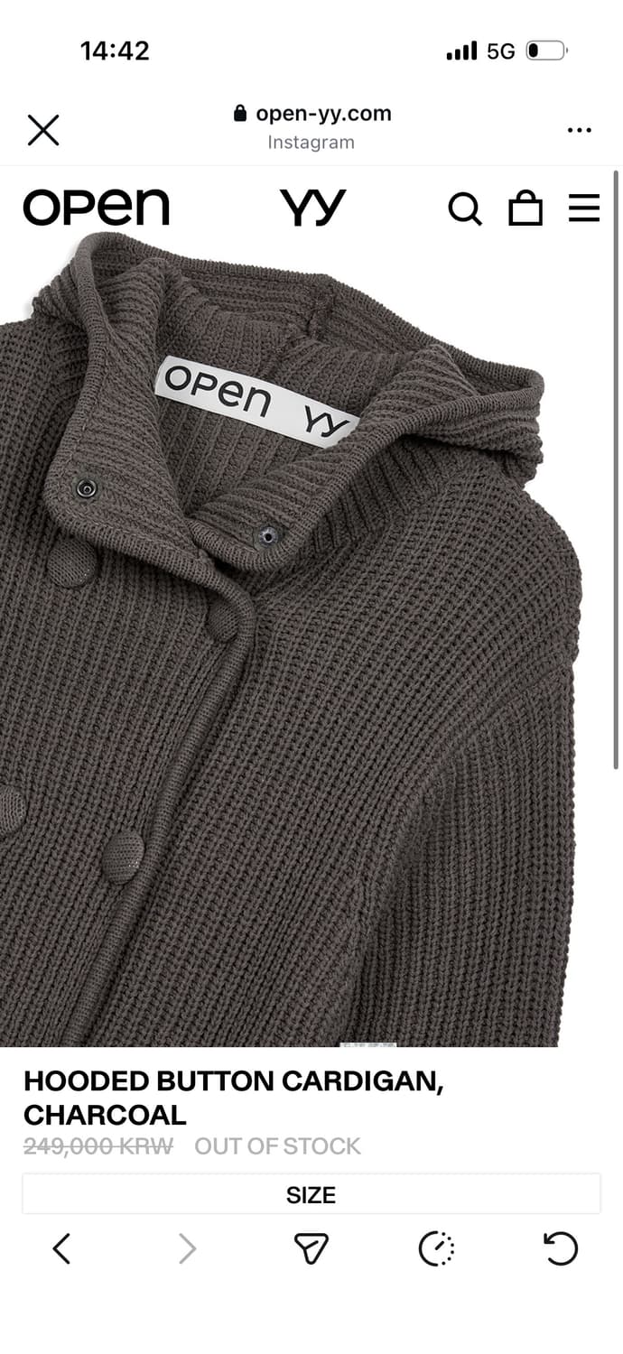 오픈와이와이HOODED BUTTON CARDIGAN,CHARCOAL  M 상품이미지3