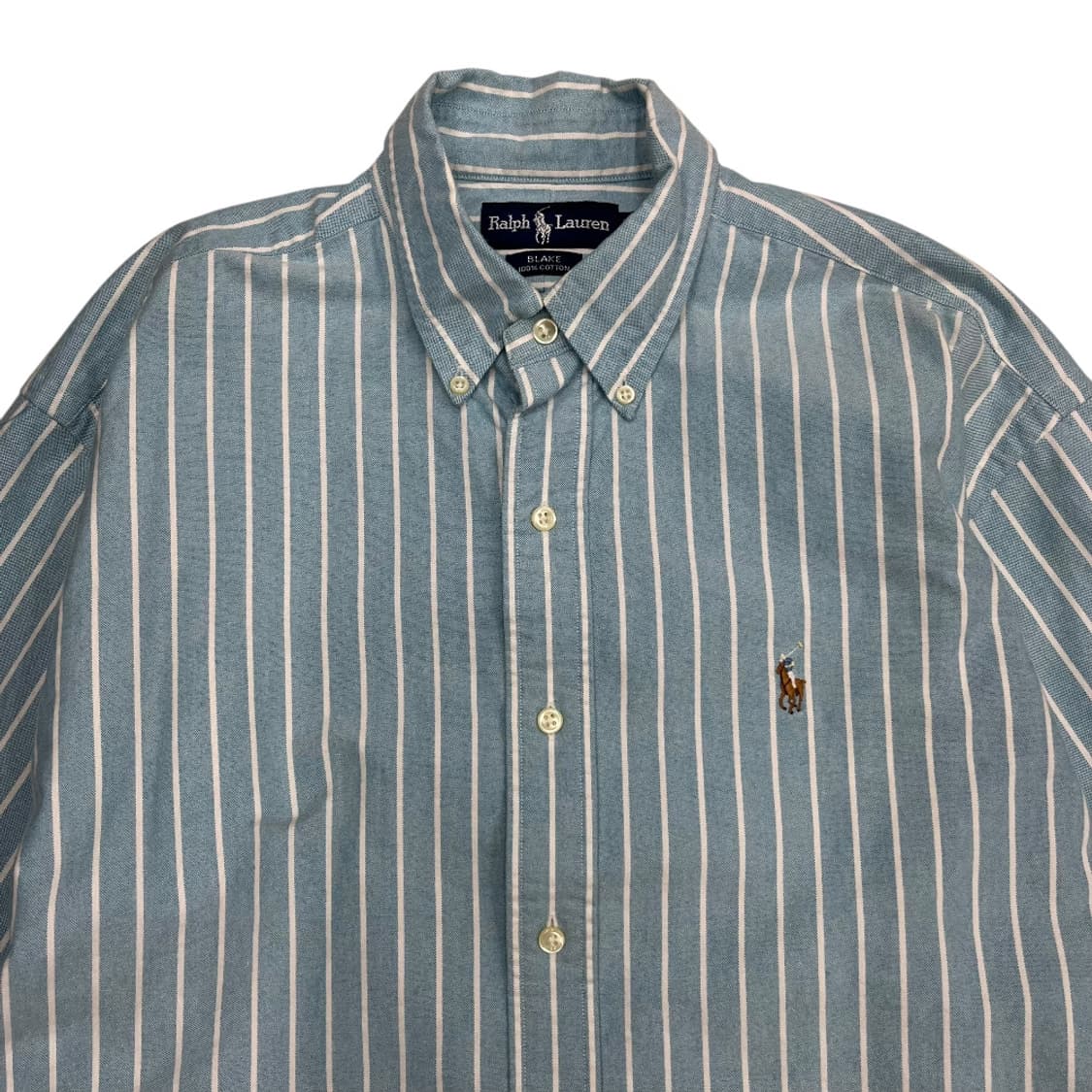 폴로 랄프로렌 옥스포드 화이트 스트라이프 베이비블루 셔츠 M 상품이미지4