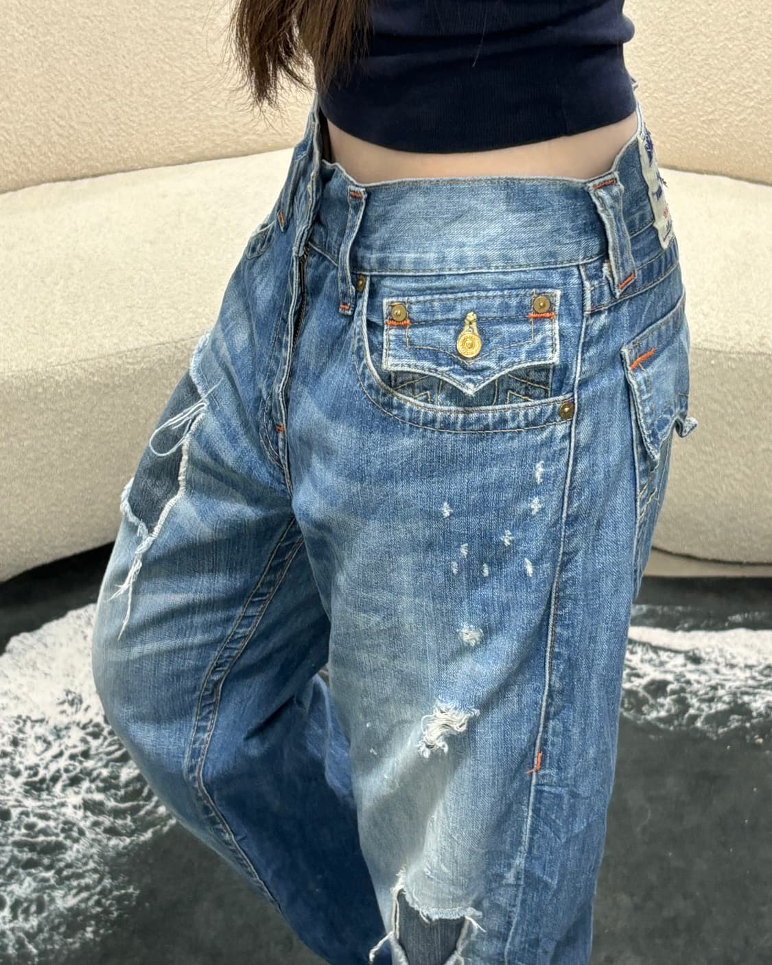 90s TRUE RELIGION 올드스쿨 워싱 스트레이트 데님 팬츠 상품이미지4