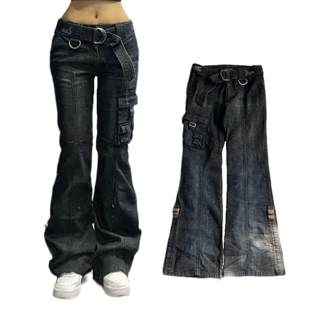 빈티지 Y2K 부츠컷 데님 카고팬츠 상품이미지1