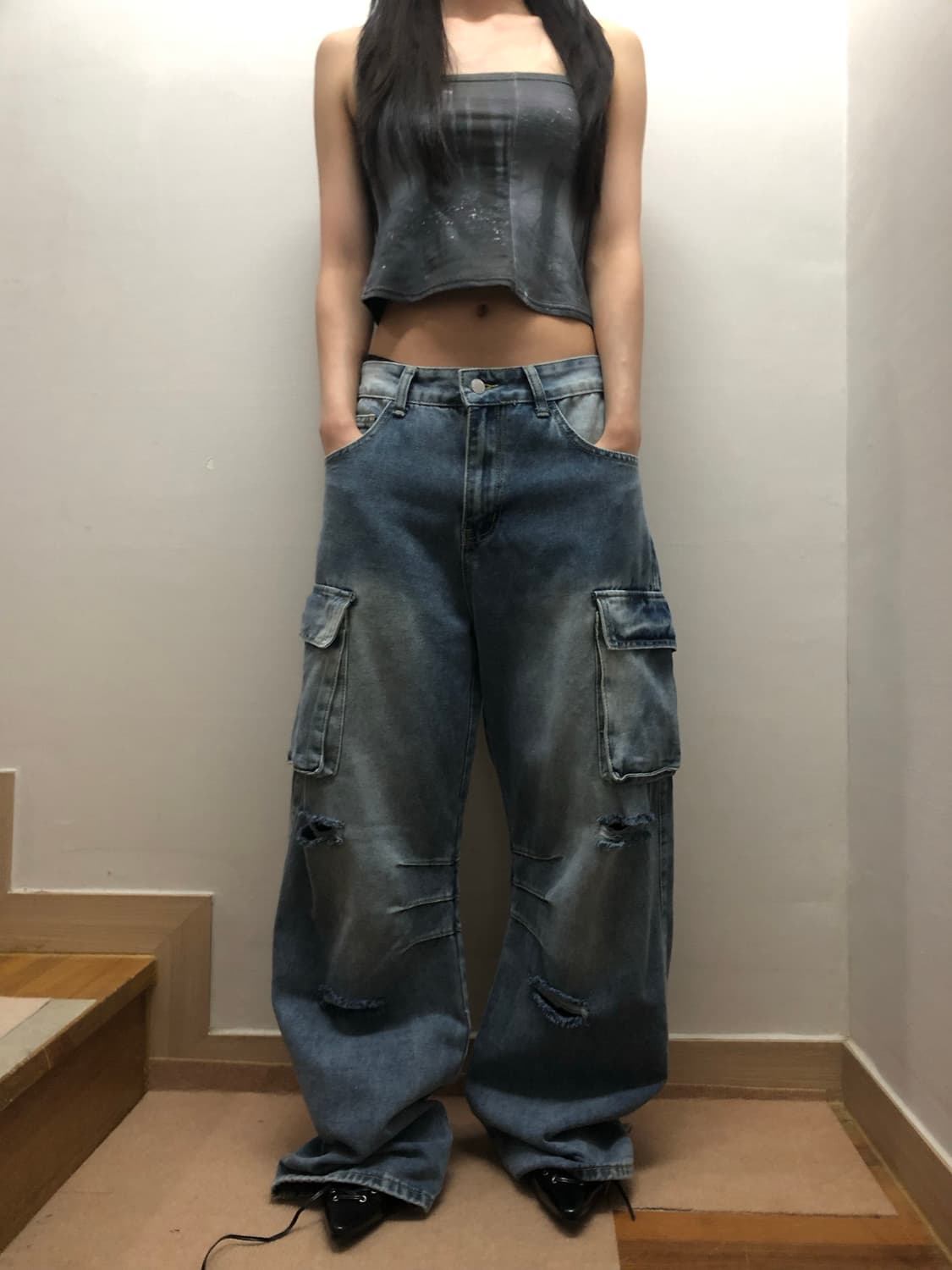 빈티지 그레이 밴딩 탑 상품이미지4