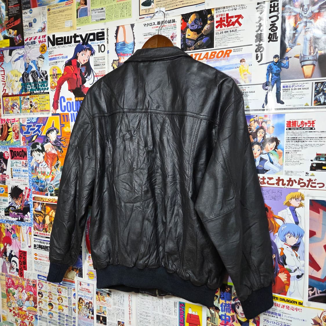 JPN 체크 안감 소가죽 블랙 봄버 자켓 상품이미지7