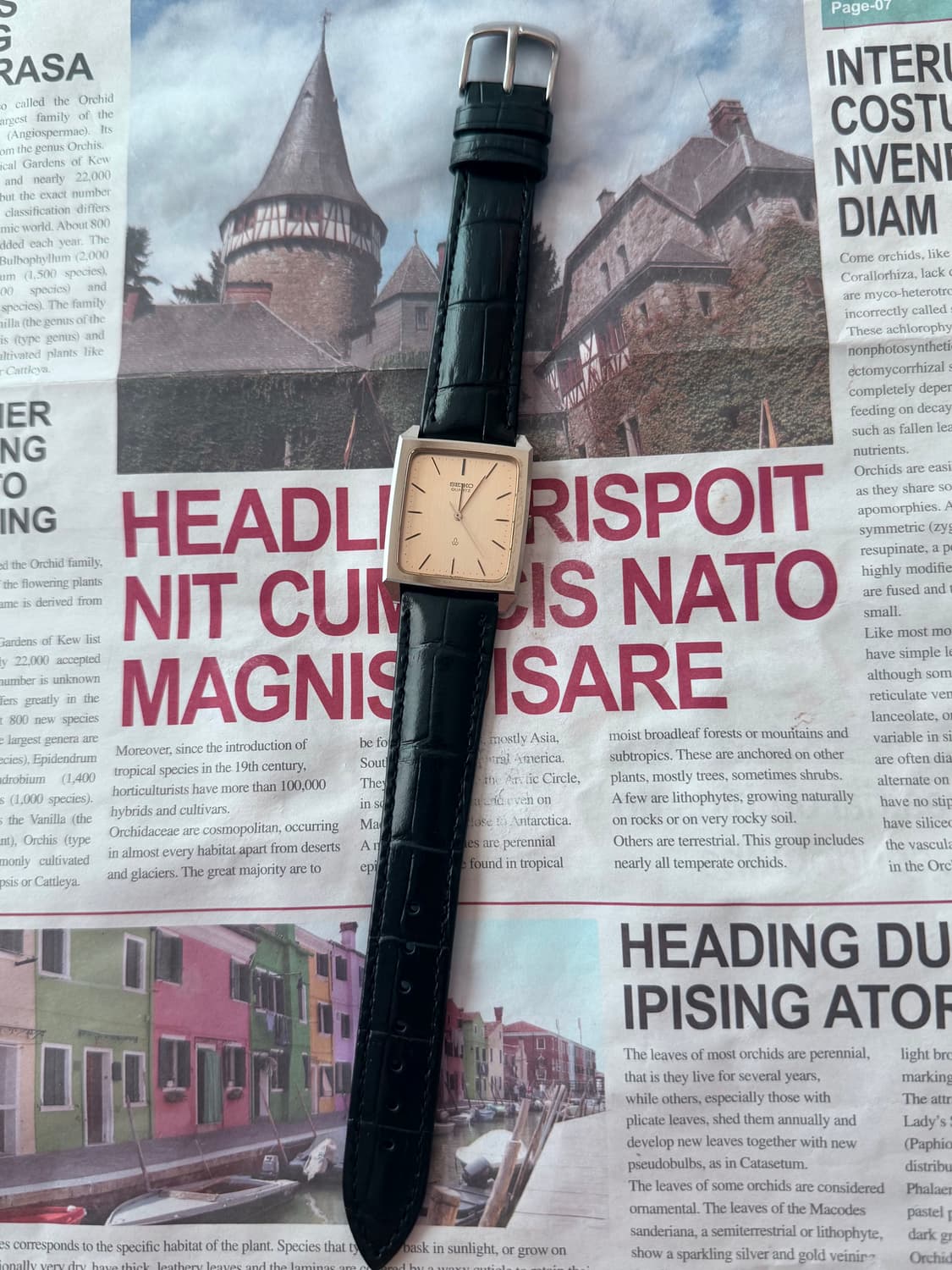 세이코 Seiko 샴페인 골드 쿼츠 스퀘어 상품이미지2