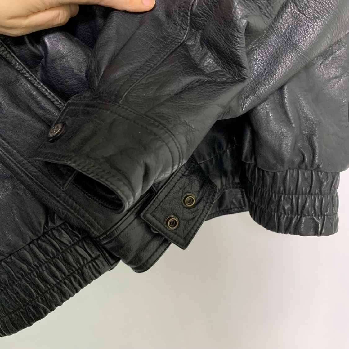 빈티지 블랙 소가죽 봄버 레더 자켓 00s 2010 남녀공용 상품이미지5